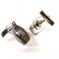 Silver Tone & Art Glass Blue Green Cufflinks Unbranded 12215
