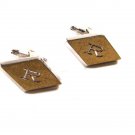 Gold Tone & Silver Tone Initial R Cufflinks by HICKOK U.S.A. 12515