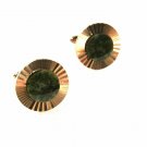 Goldtone & Green Jadite Cufflinks By LAMODE KARATCLAD 4716