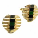 Goldtone & Black & Green Cufflinks by SWANK 102215