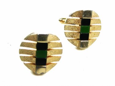 Goldtone & Black & Green Cufflinks by SWANK 102215
