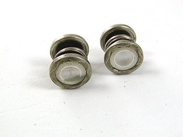 Art Deco Silvertone Mother of Pearl SNAP LINK Cufflinks By LION BRAND 31017