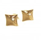 Vintage Gold Tone Faux Pearl Cufflinks Unbranded PAT NO 2974381 53116