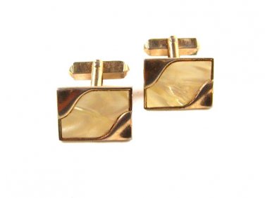 1950's Gold Tone & Whitish Light Brown Lucite Cufflinks by SWANK 12415