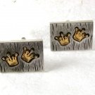 1970's Gold Tone Crowns Silver Tone Cufflinks Unbranded 11816