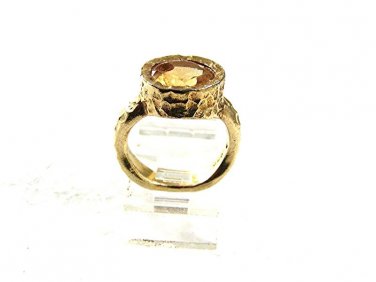 Vintage Goldtone & Yellow Sterling Silver Ring Size 6 62717