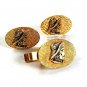 Mid Century Modern Goldtone Odd Unusual Cufflinks & Tie Clasp 41317