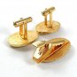 Mid Century Modern Goldtone Odd Unusual Cufflinks & Tie Clasp 41317