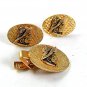 Mid Century Modern Goldtone Odd Unusual Cufflinks & Tie Clasp 41317