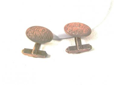 Vintage Gold Tone Monogrammed Cufflinks Unbranded 51816