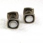 Art Deco Silvertone & Black Cufflinks By SNAP LINK KUM-A-PART 62217