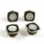 Art Deco Silvertone & Black Cufflinks By SNAP LINK KUM-A-PART 62217