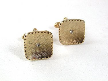Vintage Goldtone & Rhinestone ?? Cufflinks 51917