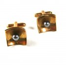 Vintage Gold Tone & Pearl Cufflinks By FLEX-LET QUALITY USA 52016