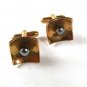 Vintage Gold Tone & Pearl Cufflinks By FLEX-LET QUALITY USA 52016