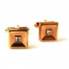 Vintage Small Goldtone Sparkly Stone Cufflinks By HICKOK USA 42616