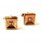 Vintage Small Goldtone Sparkly Stone Cufflinks By HICKOK USA 42616
