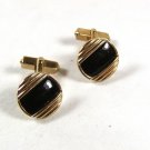Vintage Gold Tone & Black Cufflinks By SWANK 52116