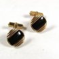 Vintage Gold Tone & Black Cufflinks By SWANK 52116