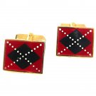 Vintage Goldtone Red Blue White Scotch Plaid Cufflinks By SWANK 71717