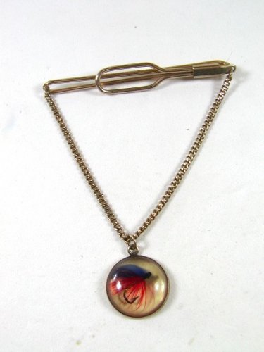 Vintage Gold Tone Fly Fishing Tie Clasp Unbranded 52116