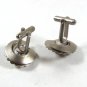Vintage Silver Tone Swirl & Faux Pearl Cufflinks Unbranded 52116
