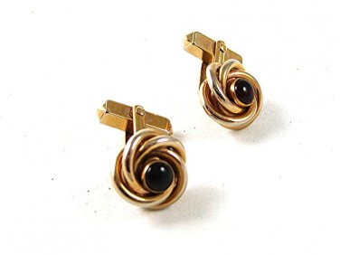 Vintage Gold Tone With Red Center Cufflinks by SWANK 121516