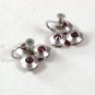 Vintage Silver Tone Red Rhinestone Clip On Earrings 62416