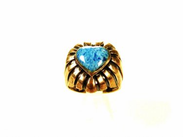 Sterling Silver & Blue Onyx Heart Ring Size 7 Unbranded 81715
