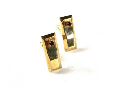 Goldtone & Small Red Rhinestone Cufflinks Unbranded 41216
