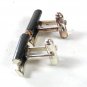 Vintage Silver Tone & Black Cufflinks By HICKOK USA 61716