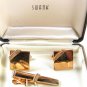 Vintage Goldtone Cufflinks & Tie Clasp By SWANK In Box 31816