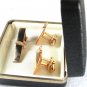 Vintage Goldtone Cufflinks & Tie Clasp By SWANK In Box 31816