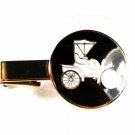 Silvertone Black Goldtone White Old Car Jalopy Tie Clasp Unbranded 32916