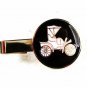 Silvertone Black Goldtone White Old Car Jalopy Tie Clasp Unbranded 32916