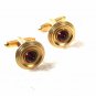 Vintage Goldtone Red Cufflinks By HICKOK U.S.A. 32616