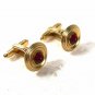 Vintage Goldtone Red Cufflinks By HICKOK U.S.A. 32616
