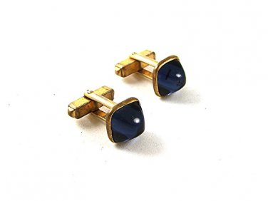 Vintage Gold Tone & Blue Cufflinks by SWANK 121416
