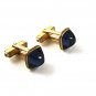 Vintage Gold Tone & Blue Cufflinks by SWANK 121416