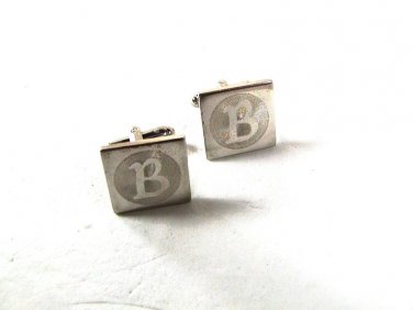 Vintage Silver Tone Initial B Cufflinks Unbranded 53116