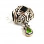 Vintage Sterling Silver Black Onyx & Dangley Green Pendant 72017