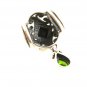 Vintage Sterling Silver Black Onyx & Dangley Green Pendant 72017