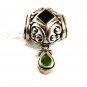 Vintage Sterling Silver Black Onyx & Dangley Green Pendant 72017