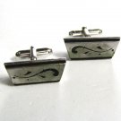 Silver Tone & Black Cufflinks by ANSON 102715