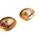 1940's - 1950's Gold Tone Mother of Pearl & Pearl Golf Club Cufflinks by Anson