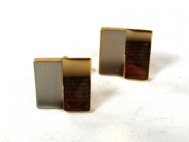 Vintage Silver Tone & Gold Tone Square Cufflinks 81016