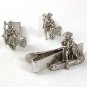 Vintage Silvertone Man Dog Cufflinks Tie Clasp By SARAH COVENTRY 53017