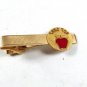 Vintage Gold Tone & Red TREE TOP Apple Tie Clasp By LEAVENS CO 53016