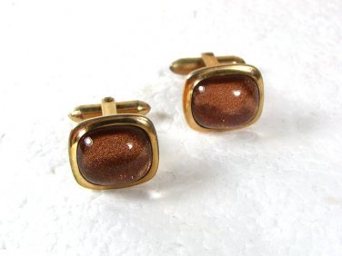 Gold Tone & Glittery Copperish Dress Cufflinks by CORRECT QUALITY 11816
