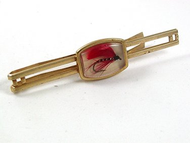 1940'S - 50'S Goldtone Fly Fishing Hook Tie Clasp By ANSON 32017